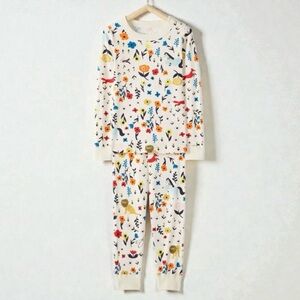 Hanna Andersson Make It Magic Long John Pajama Set Cream Blue Multi Girls 6-7